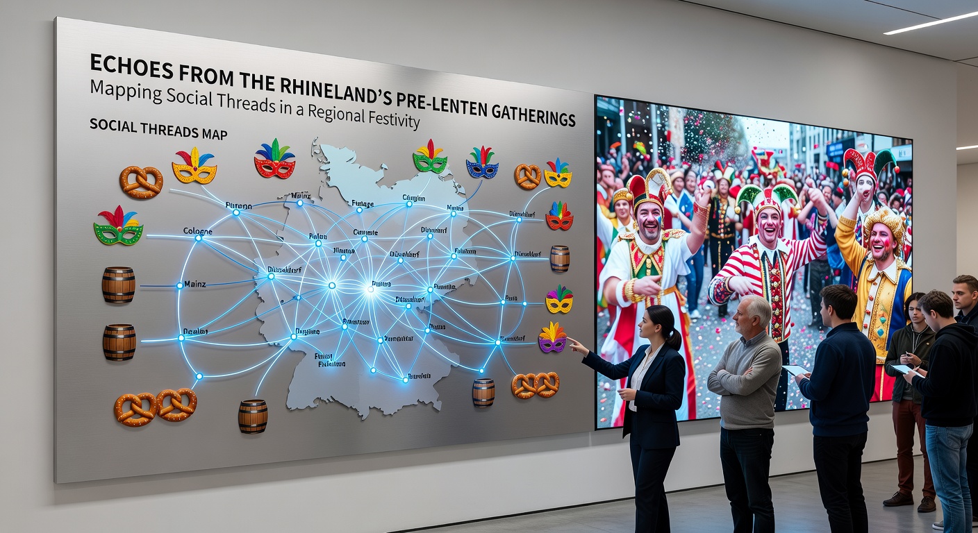 Netzwerkvisualisierung aus dem Archiv eines rheinischen Karnevalsvereins mit Knotenpunkten für Mitglieder und Veranstaltungen